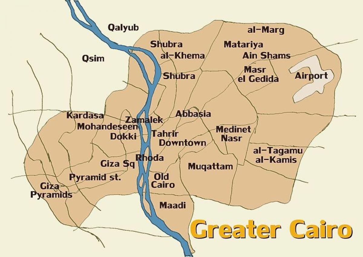 Kort over kairo og de omkringliggende områder